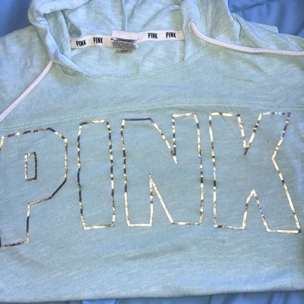 PINK Light Blue Beach Cutout Hoodie Size XS